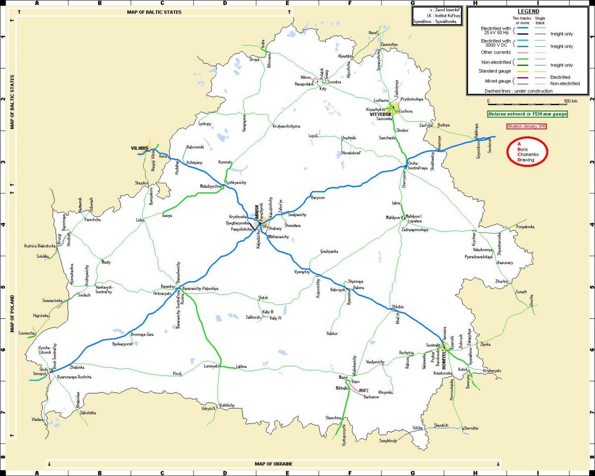 بیلاروس ریلوے کا نقشہ